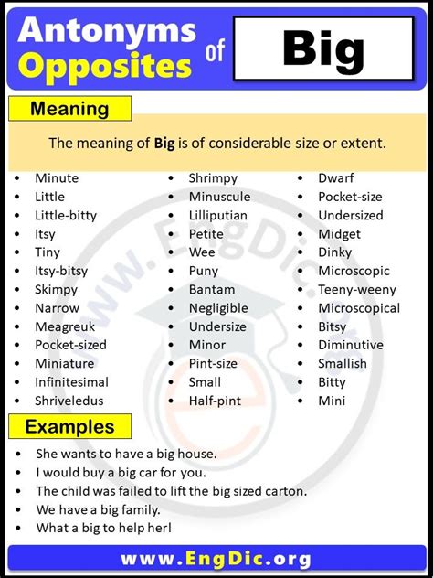 big antonyms|words instead of big.